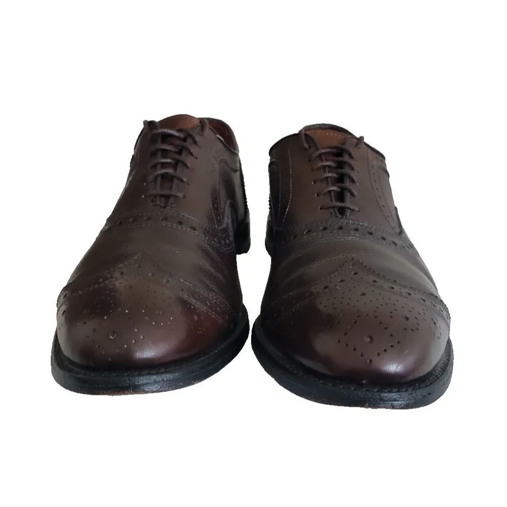 Allen Edmonds Hamptons 6621 Wingtip Oxfords Sz10.5 B Brown Burnished Calf Great